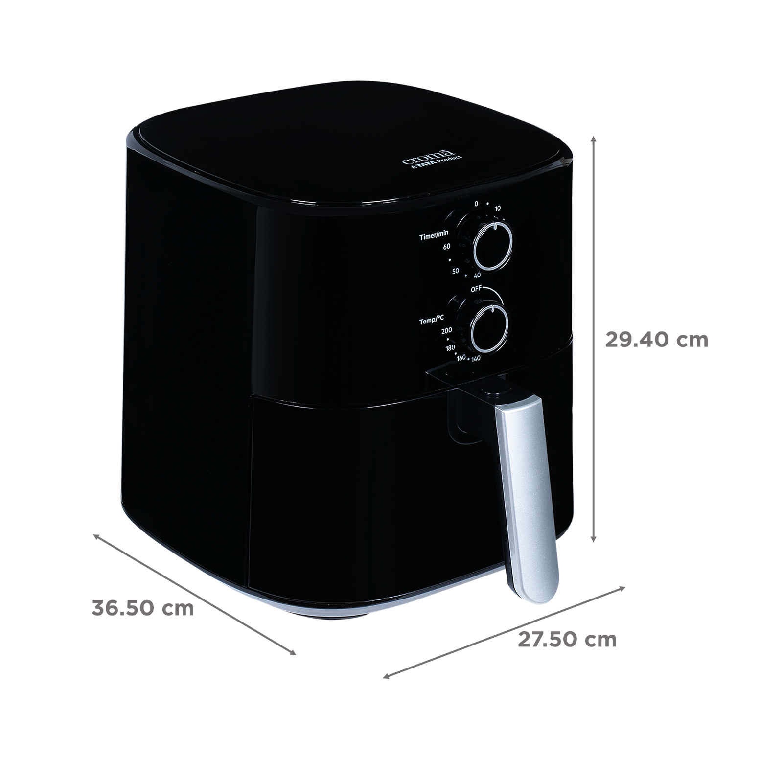 Buy Croma 5L 1500 Watt Mechanical Air Fryer with Adjustable Timer Black Online Croma